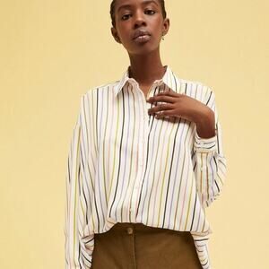 BETTY‎ HANSON LINEN STRIPED SHIRT SIZE 12
